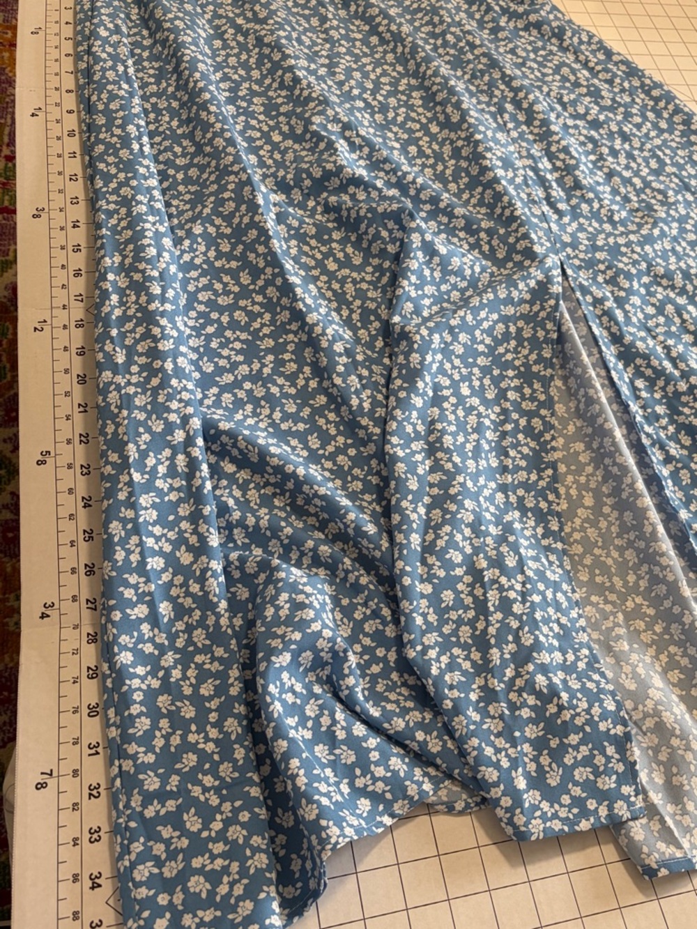 Amazon Blue Floral Maxi Dress with Puff Sleeves - Picture 4 of 4